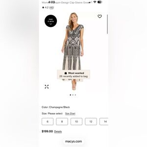 R&M Richards Black and Cream Beaded Dress